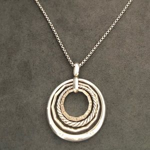 David Yurman Crossover Pendant Necklace in Sterling Silver with Pave’ Diamonds.